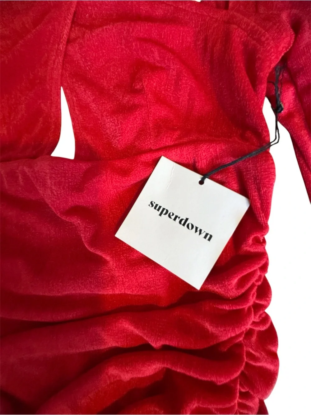 NWT Revolve Superdown Kandi Red Cut Out Long Sleeve Ruched Mini Dress Bodycon Sm